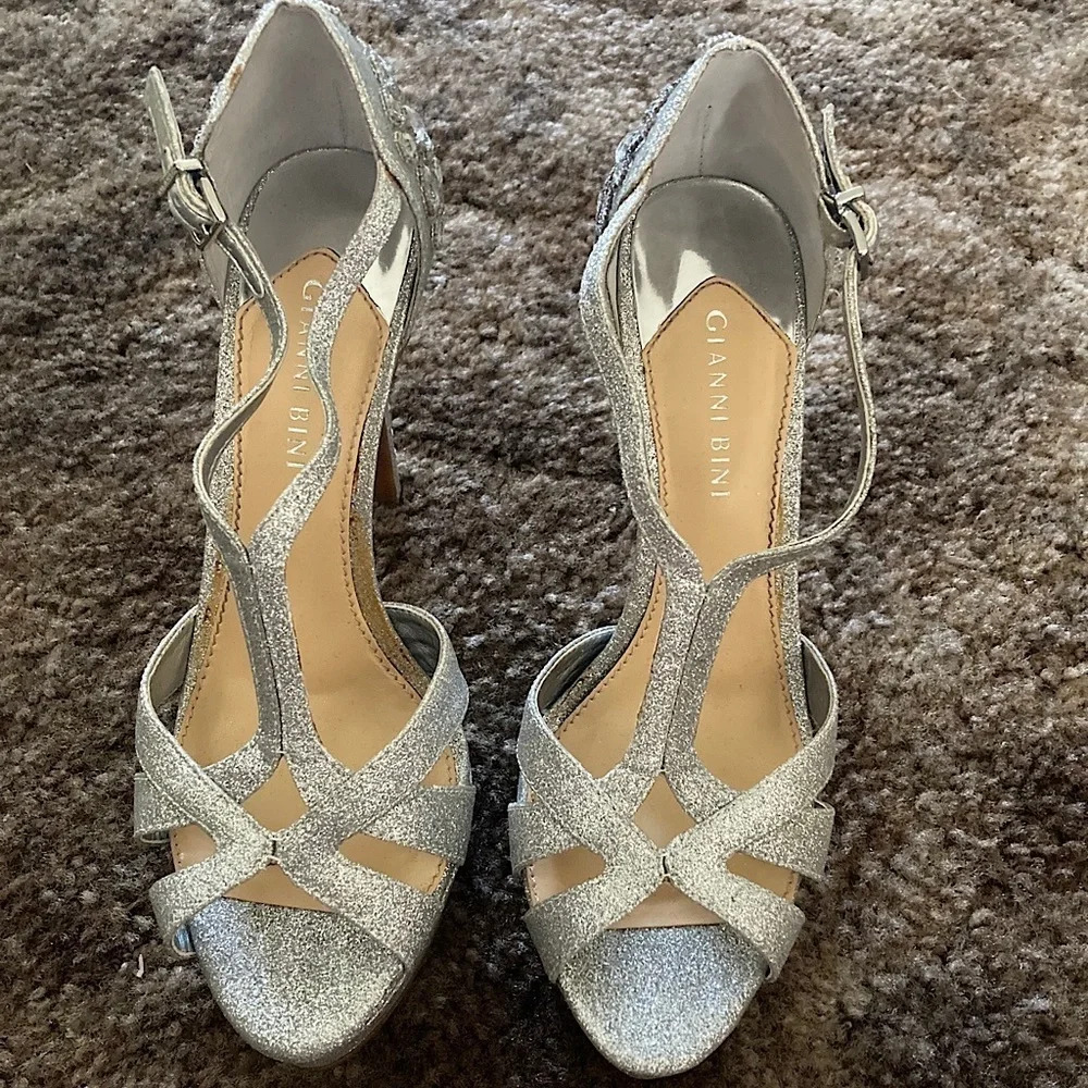 Silver Bejeweled Gianni Bini Heels Prom/Homecoming